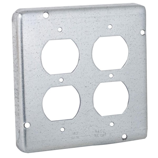 RACO 4-11/16 in. Square Exposed Work Cover for Two Duplex Receptacles (10-Pack)