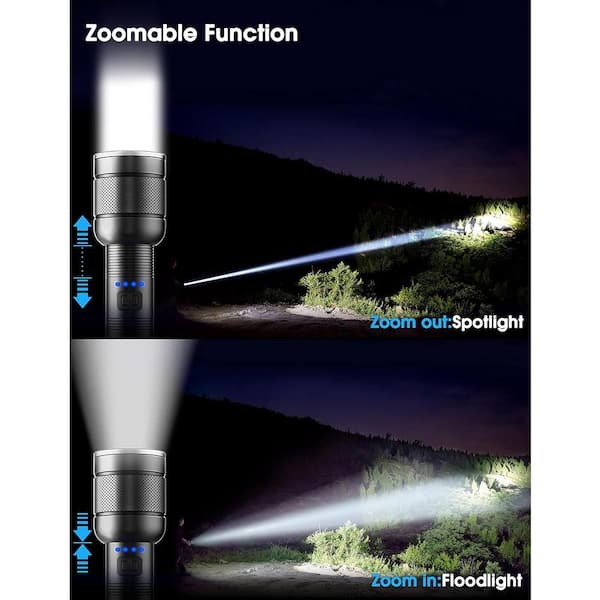 YANSUN 2000 Lumen Rechargeable LED Flashlight with Zoomable, 4 Modes, and  Water Resistant, Ideal for Camping, Emergence H-BRTD003USB-2 - The Home  Depot