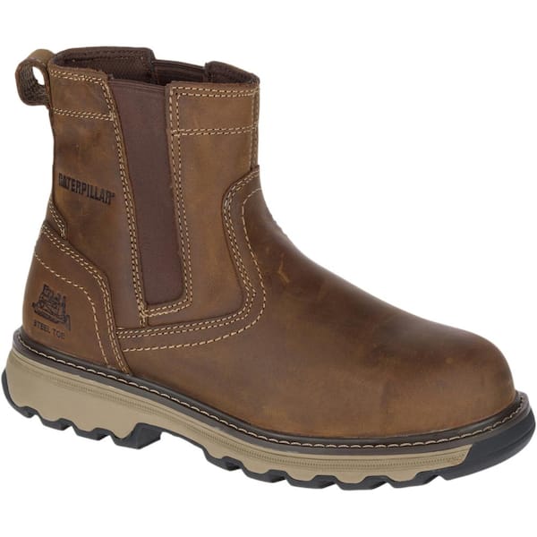 CAT Footwear Men's Pelton Wellington Work Boots - Steel Toe - Dark Beige Size 8(M)