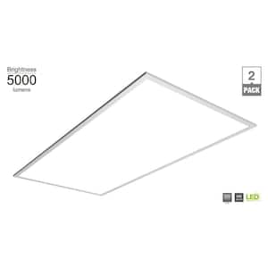 2 ft. x 4 ft. White Integrated LED Flat Panel Troffer Light Fixture at 5000 Lumens, 4000K Bright White (2-Pack)