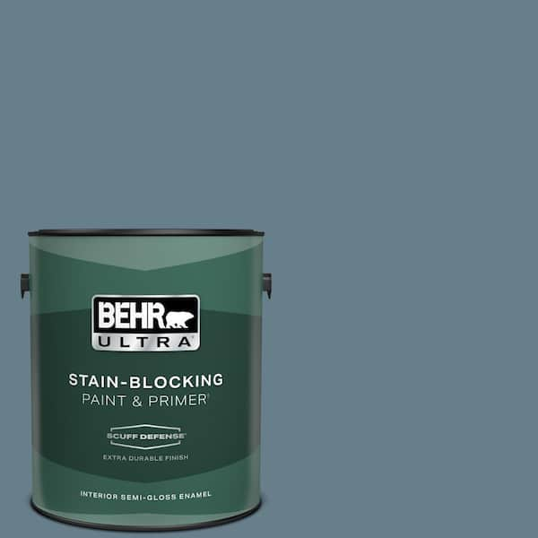 BEHR ULTRA 1 gal. #ECC-31-1 Windy Seas Extra Durable Semi-Gloss Enamel Interior Paint & Primer