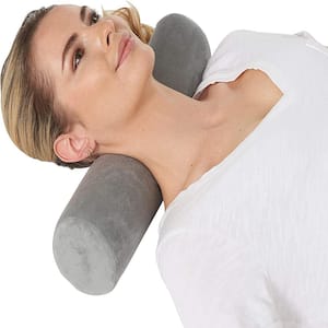 Memory Foam Round-Neck Pillow Head Support Soft Pillow for Sleeping Rest Gray Standard Pillow