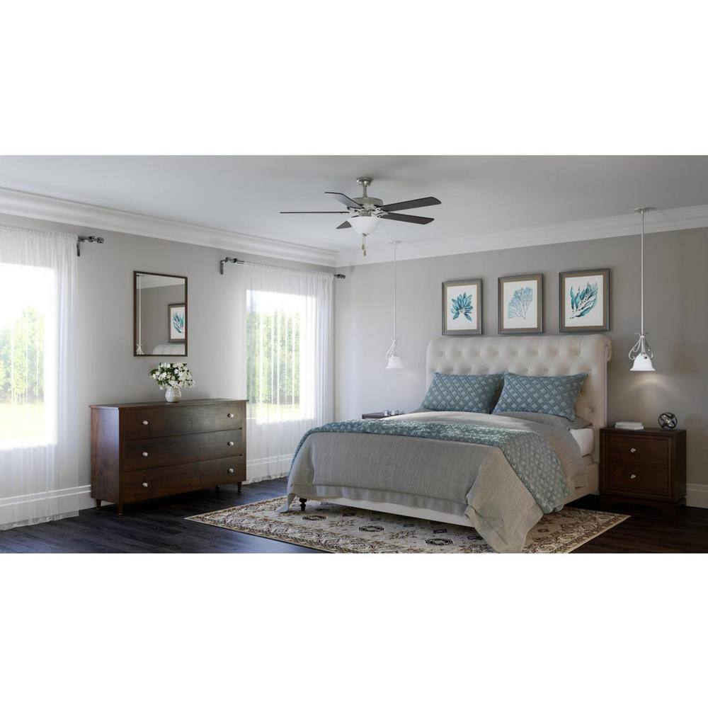 Brushed Nickel 52" Ceiling Fan with Reversible Blades and Light Kit