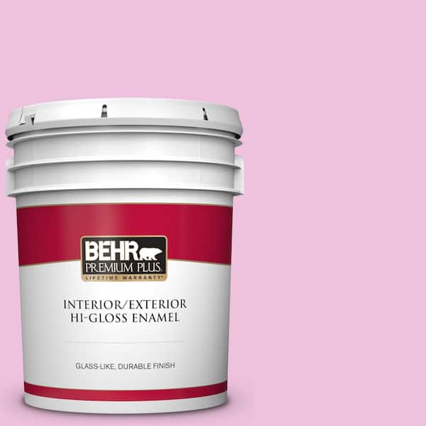 BEHR PREMIUM PLUS 5 gal. #P120-1 Starlet Pink Hi-Gloss Enamel Interior/Exterior Paint