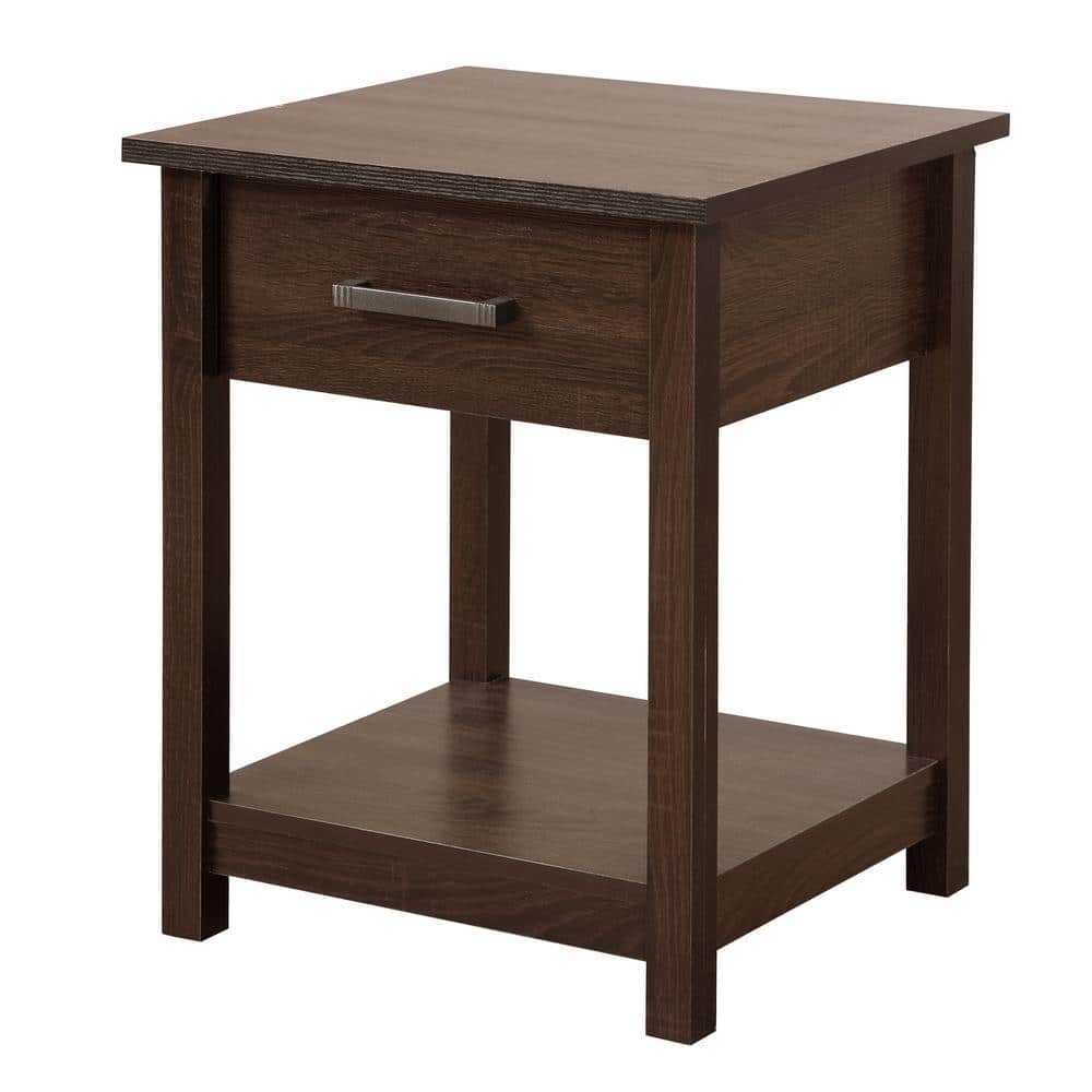 Salem Dark Brown 1-Drawer Nightstand with Open Shelf