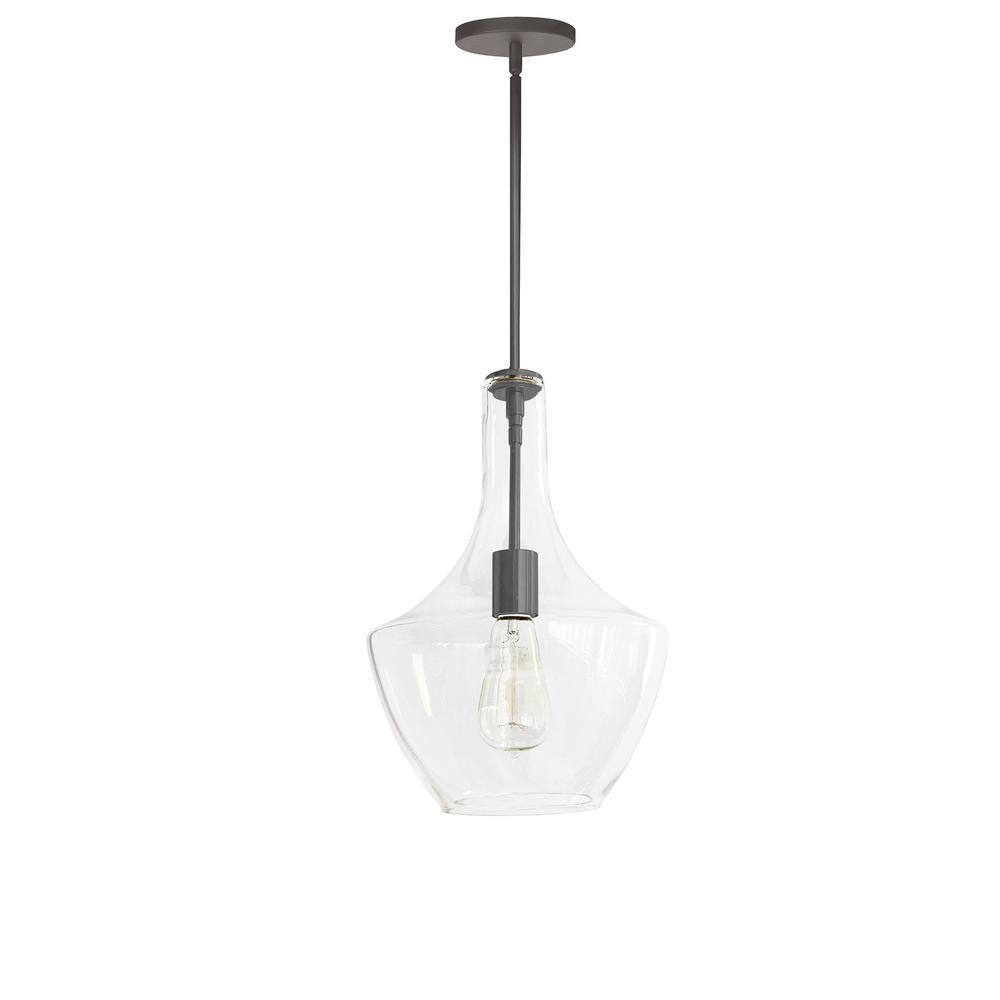Dainolite Petalite 1Light Matte Black Schoolhouse Pendant Light with