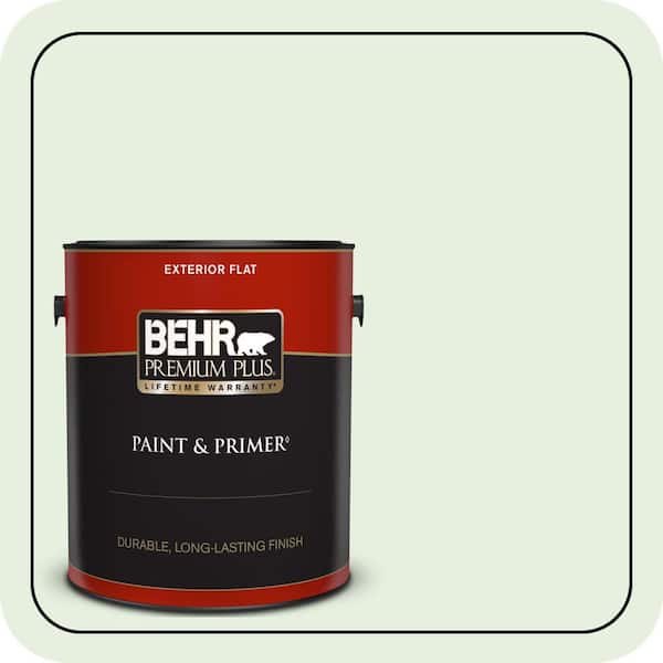 BEHR PREMIUM PLUS 1 gal. #M390-1 Mayfair White Flat Exterior Paint & Primer