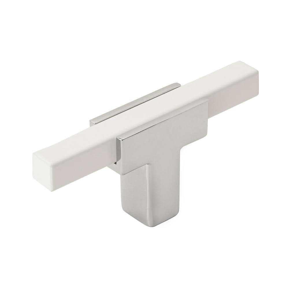 Urbanite 2-3/4 in. (70mm) Modern Polished Chrome/White Bar Cabinet Knob