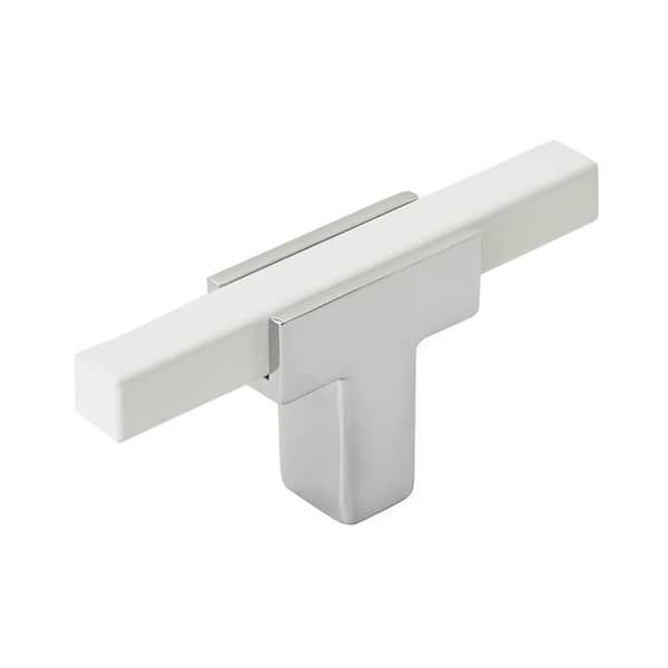 Amerock Urbanite 2-3/4 in. (70mm) Modern Polished Chrome/White Bar Cabinet Knob
