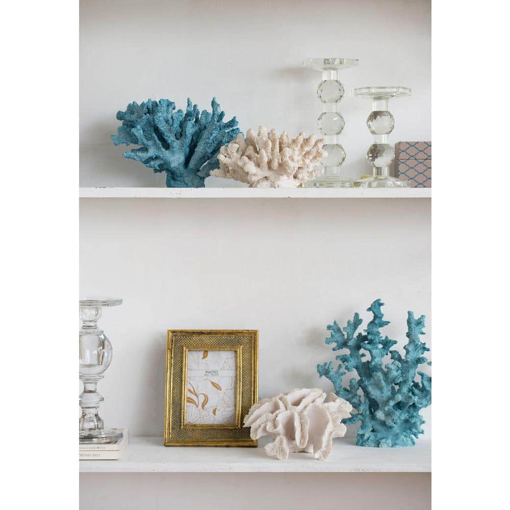 6.5" Blue Faux Coral Polyresin Coastal Figurine