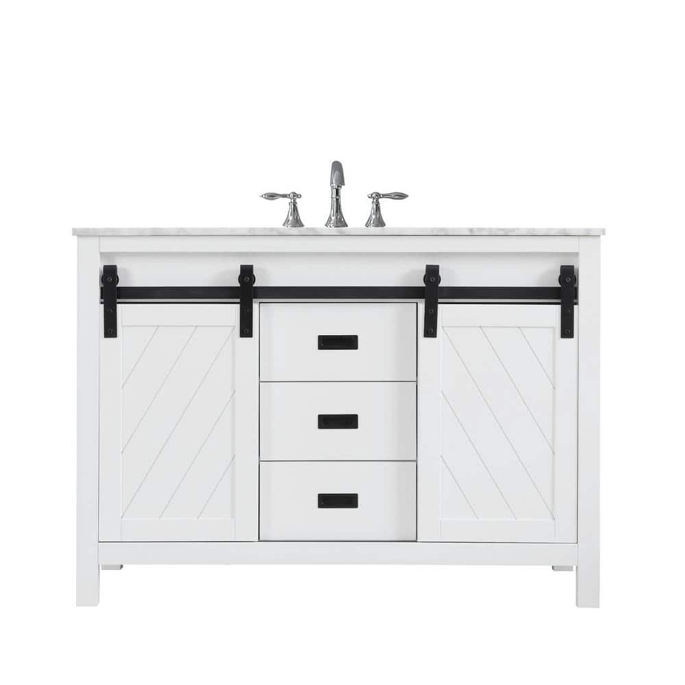 Altair Kinsley 48 in. Bath Vanity in White with Carrara Marble Vanity Top in White with White Basin -  536048-WH-CA-NM