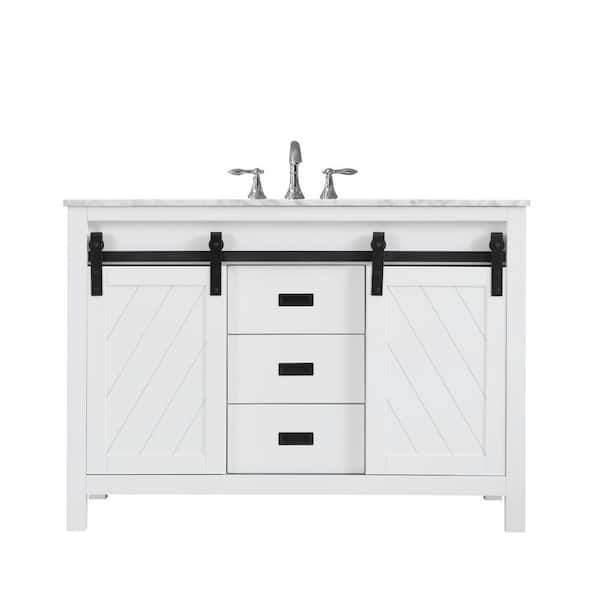 Altair Kinsley 48 in. Bath Vanity in White with Carrara Marble Vanity Top in White with White Basin