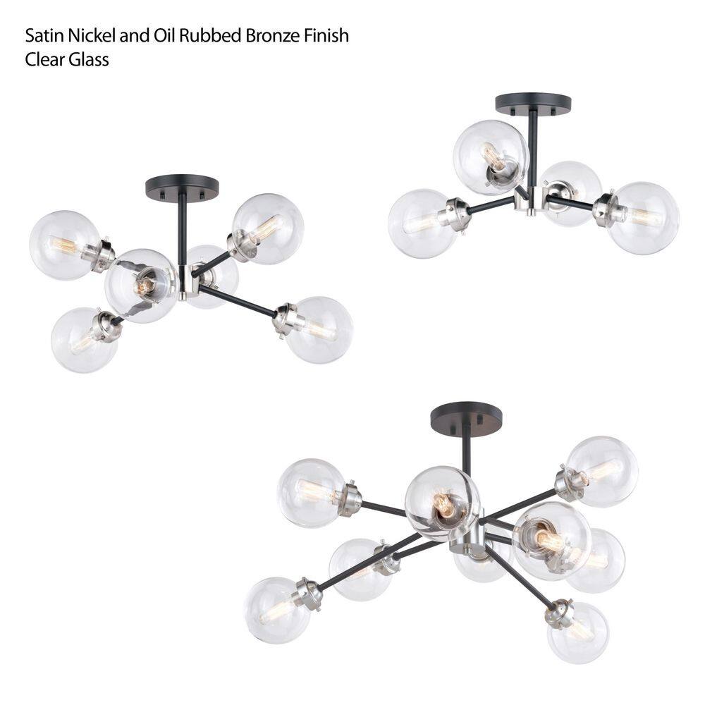 Orbit Satin Nickel and Bronze 4-Light Semi Flush Mount