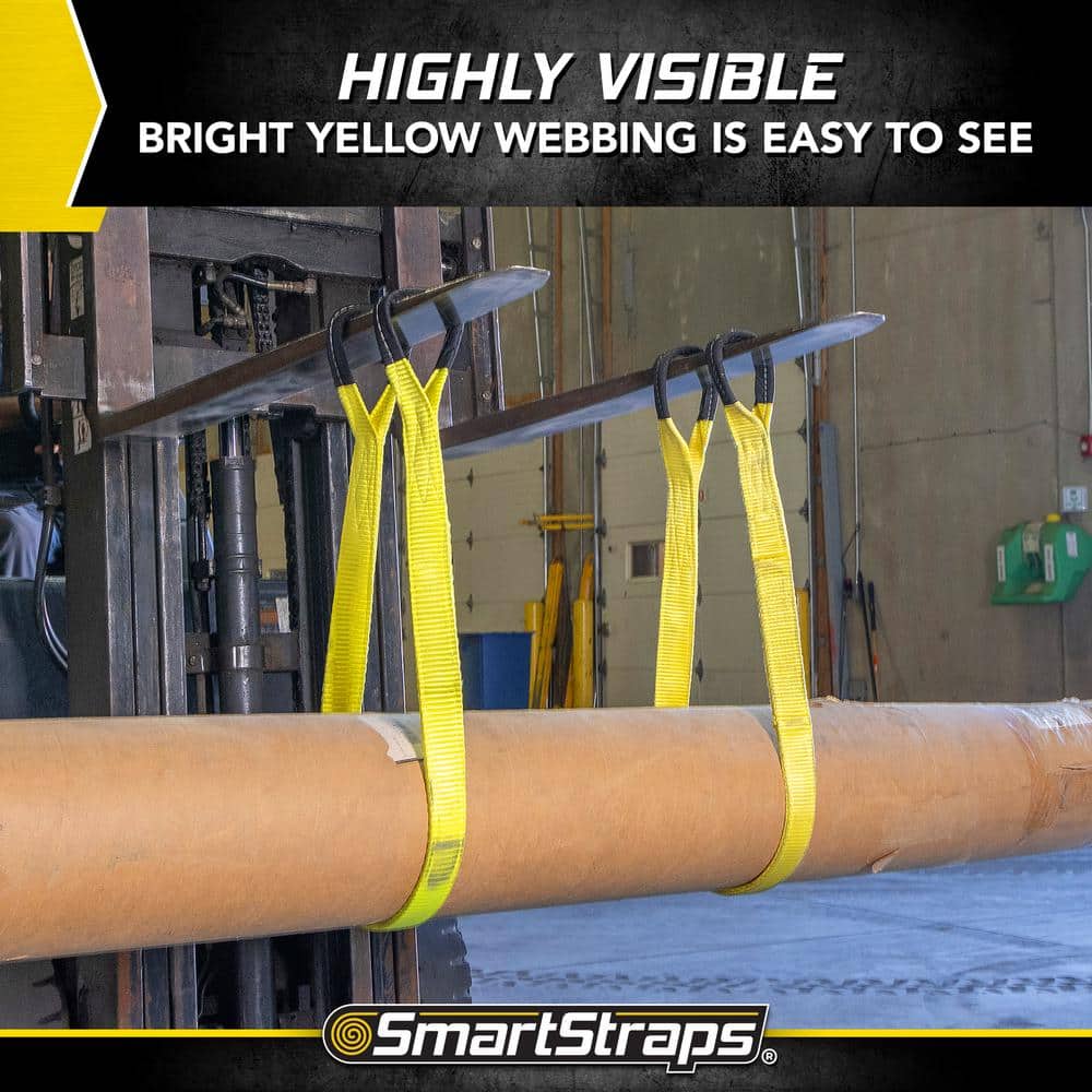 High-Visibility Yellow Nylon Web Sling 2"x4' with Loop Ends