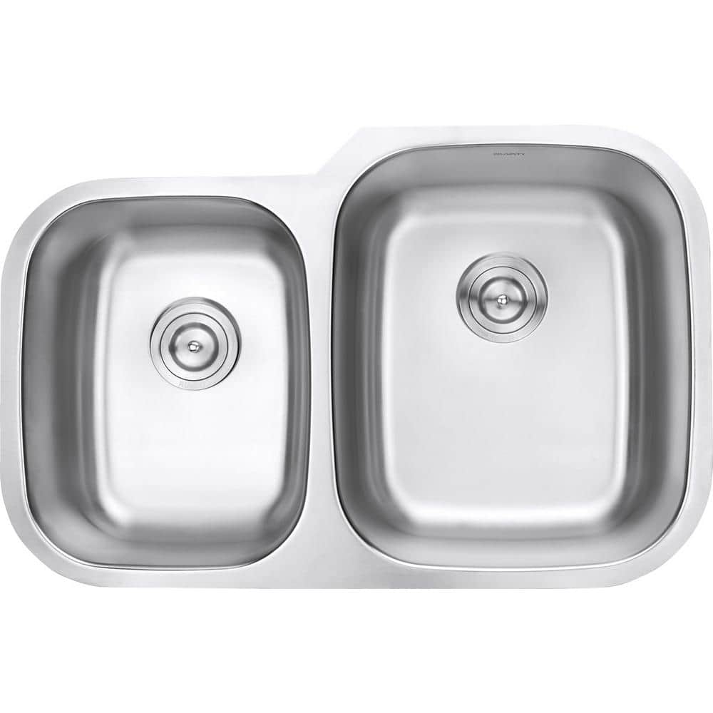 Ruvati 32-inch Satin Finish Stainless Steel Double Bowl Kitchen Sink