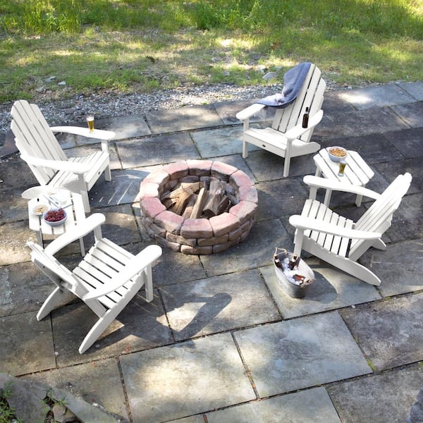 Highwood Classic Wesport White 6-Piece Plastic Patio Fire Pit Seating Set