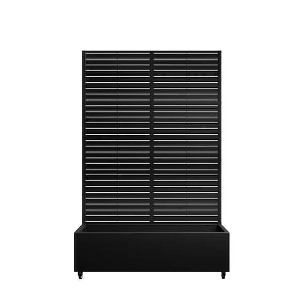 6 ft. H x 4 ft. W Metal Planter Box Privacy Screen Garden Bed with Trellis and Wheels-Black