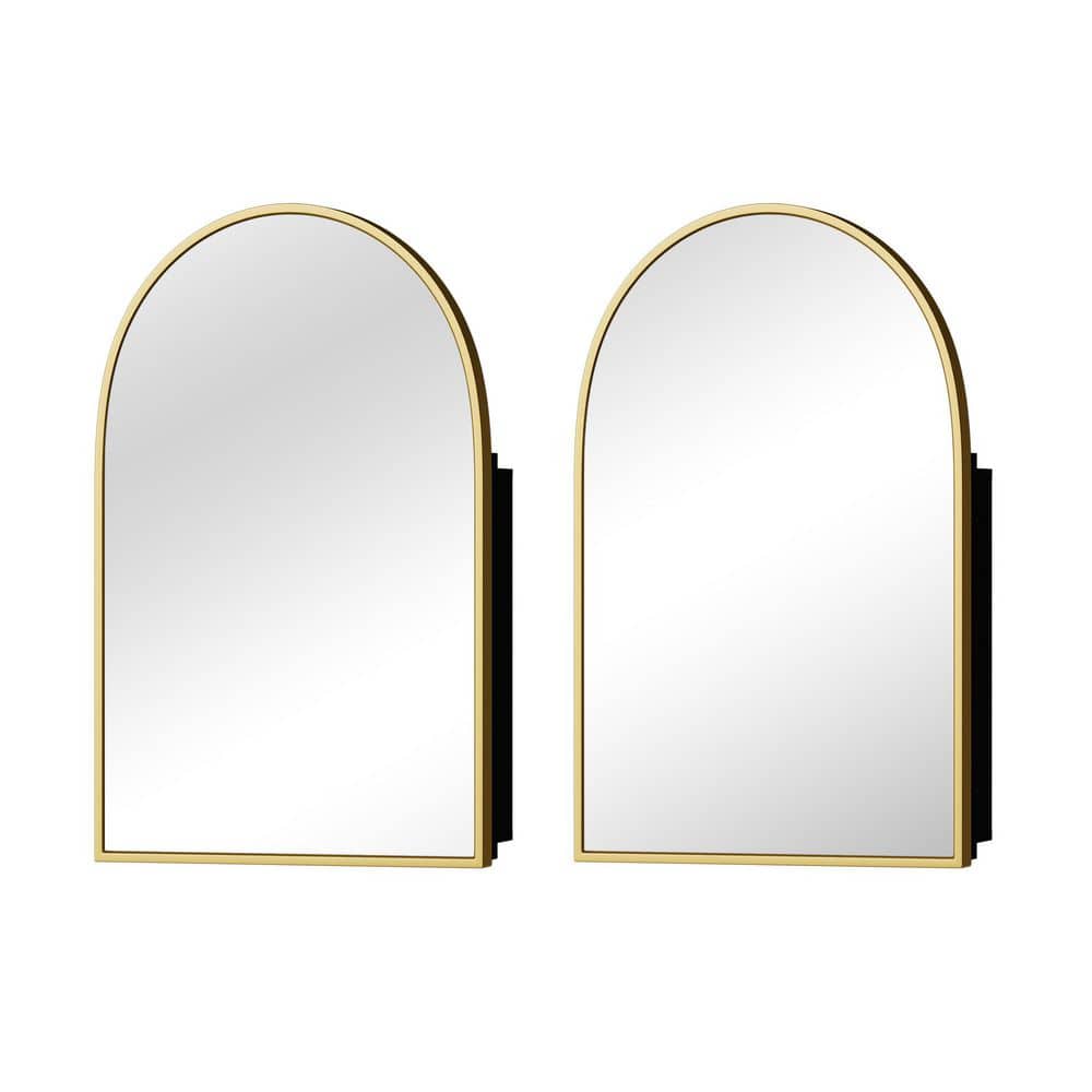 Gold 24 in. W x 36 in. H Recessed and Surface Medicine Cabinet Framed Mirror (Set of 2) price history on PriceWatchPro