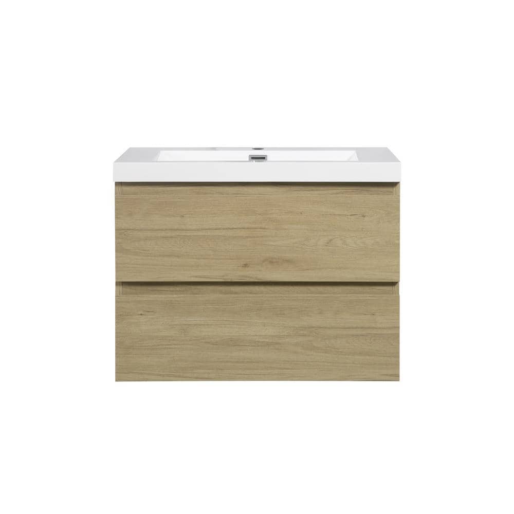 30 in. W x 19.5 in. D Single Sink Wall-Mounted Bathroom Vanity in Natural O
