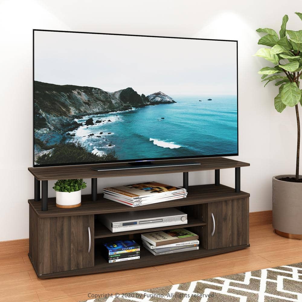 Columbia Walnut and Black Large TV Stand with Storage
