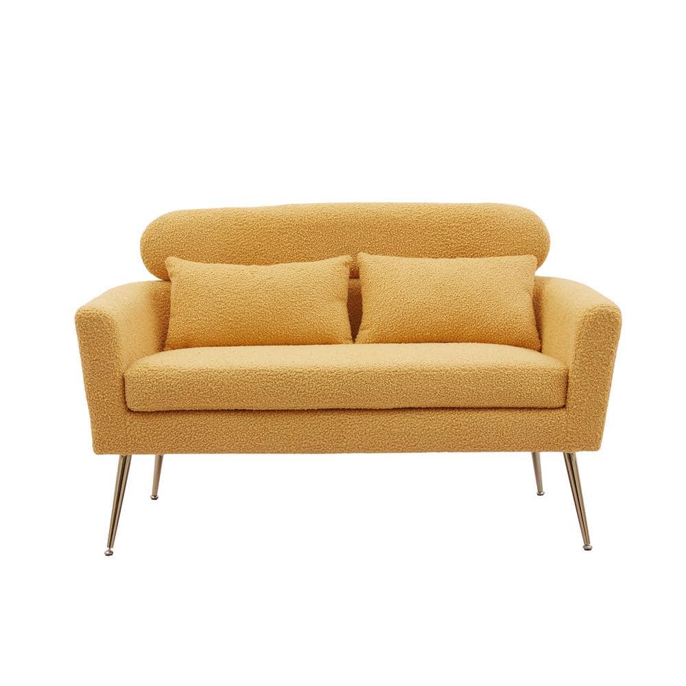 ANBAZAR 30.7 in. Wide Yellow Boucle Loveseat Tufted Upholstered 2Seat