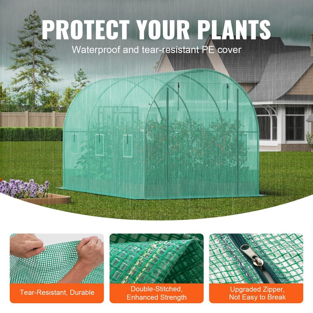 Large Green Walk-In Tunnel Greenhouse with Galvanized Steel Frame