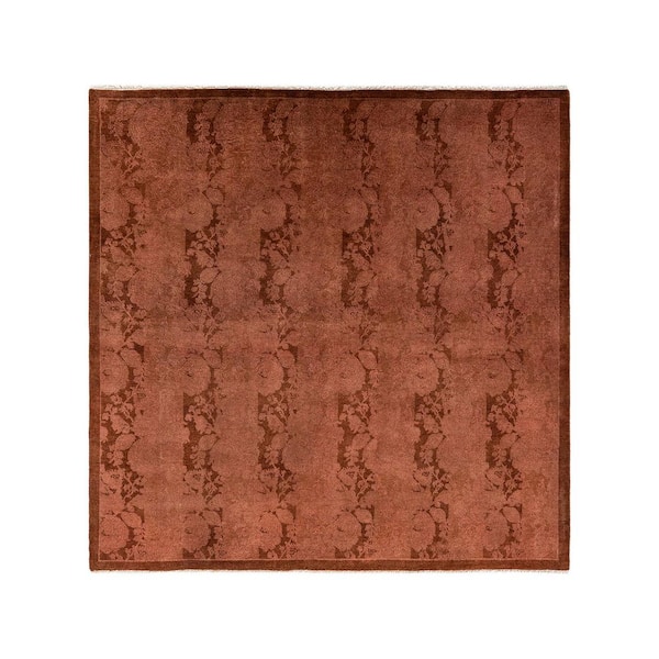 Overdyed Brown 5 ft. x 5 ft. Solid Wool Indoor Area Rug