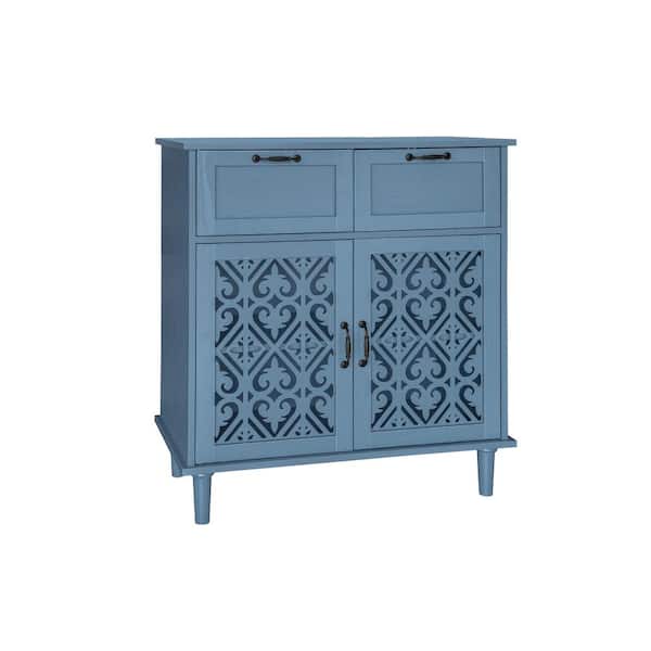 COWLOWN 31.5 in. W x 15.75 in. D x 35.44 in. H Bathroom Blue Linen Cabinet