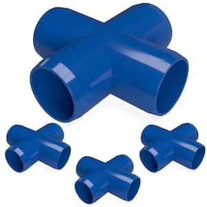 1 in. Furniture Grade PVC Cross in Blue (4-Pack)
