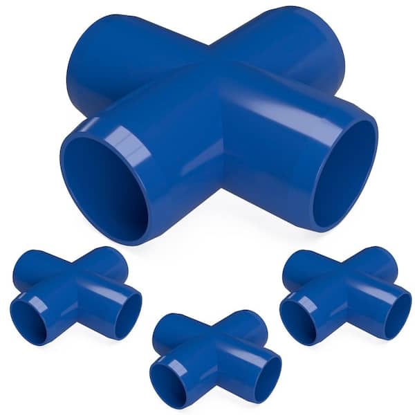 Furniture Grade 1 Size Blue Pack of 4 FORMUFIT F001CRX-BL-4 Cross PVC Fitting 