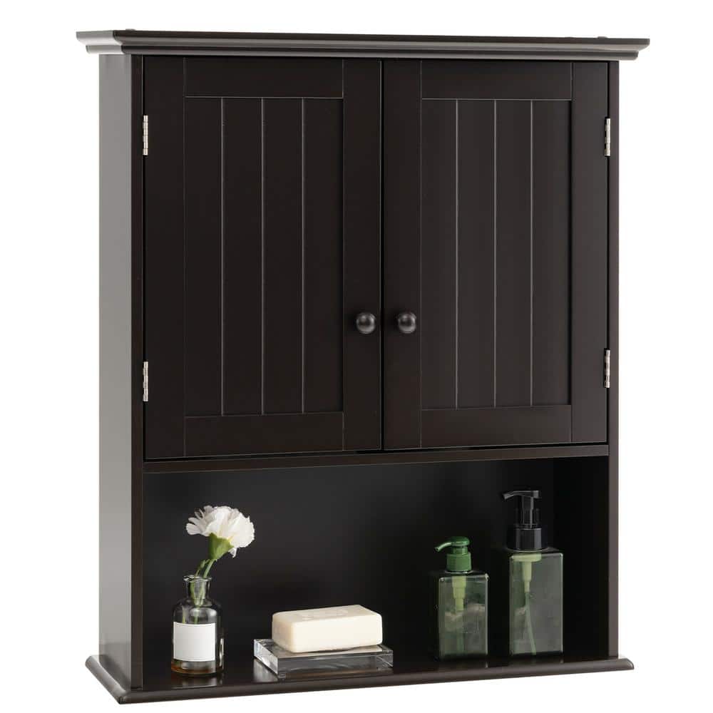 Costway 23.5 in. W x 8 in. D x 28 in. H Espresso Bathroom