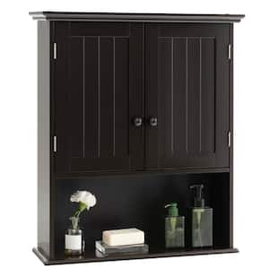 23.5 in. W x 8 in. D x 28 in. H Espresso Bathroom Storage Wall Cabinet Wooden Medicine Cabinet Storage Organizer