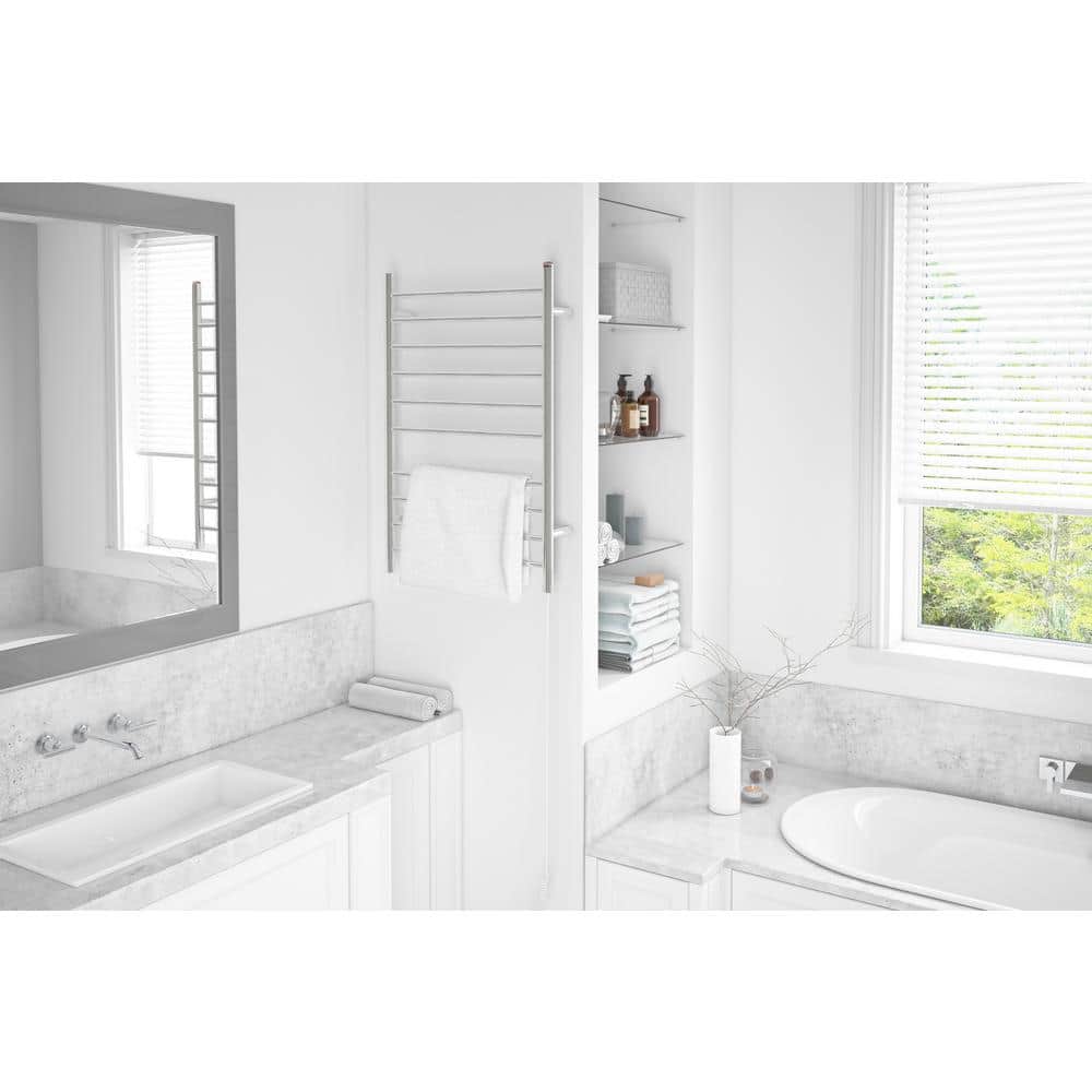 Polished Stainless Steel Wall Mounted 10-Bar Towel Warmer