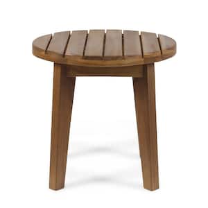 Gertrude Teak Brown Round Wood Outdoor Side Table