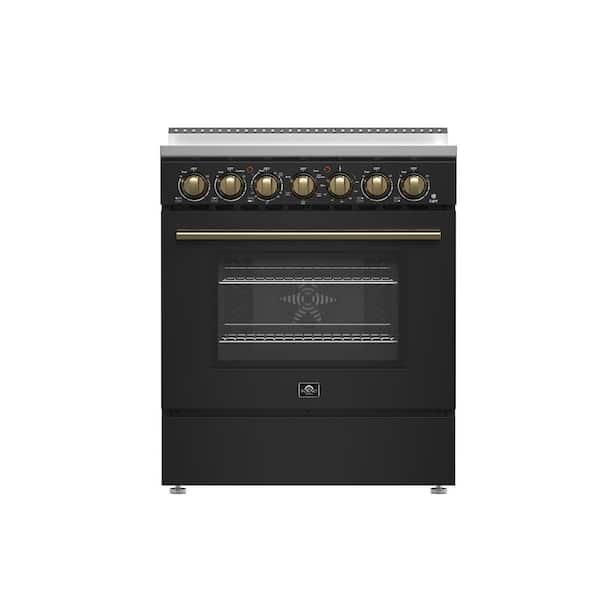 5-Pieces Range, French Door Refrigerator, 24 in. Built-In Tall Tub Dishwasher, Microwave Drawer, Range Hood in Black