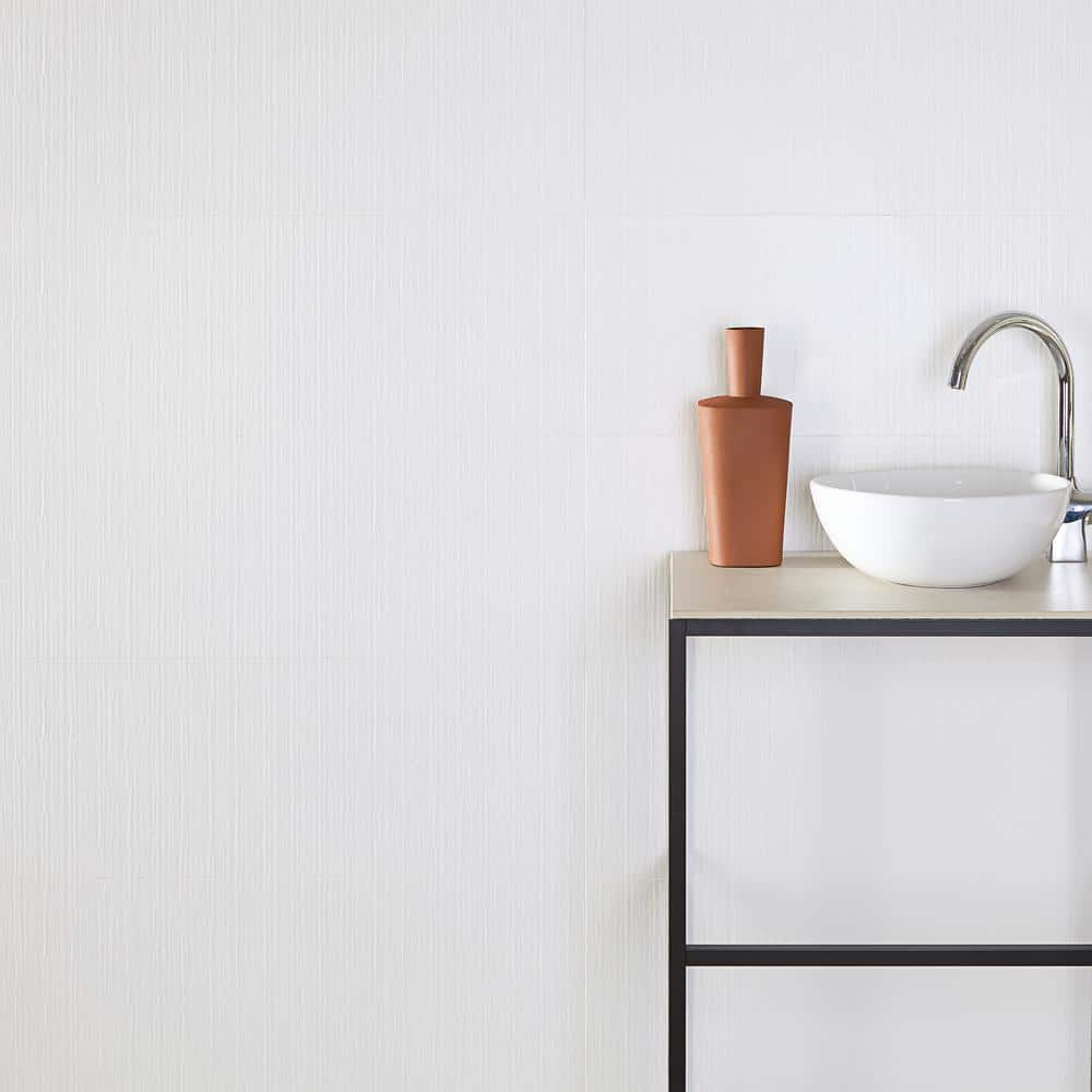 Angela Harris Matte White Ceramic Patterned Wall Tile