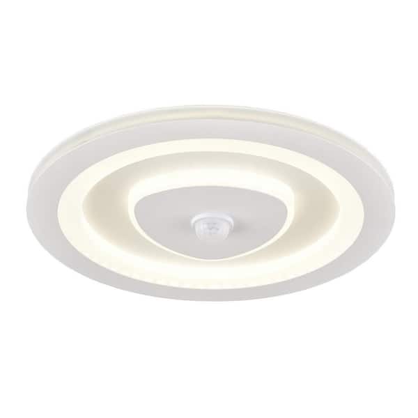 25 in. 1-Light White Flush Mount with No Glass Shade and No Bulbs Included 1-Pack