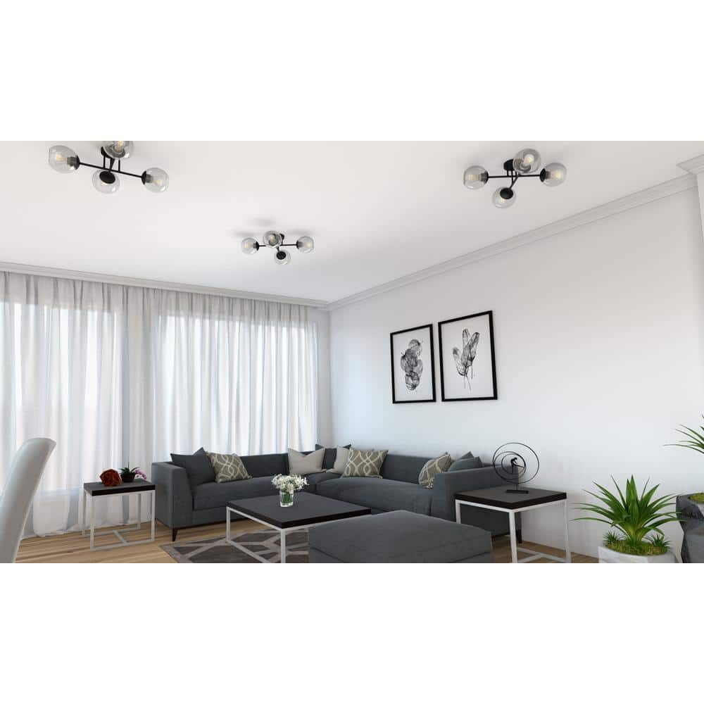 Jamie 25" Black Glass Globe Semi-Flush Mount Light