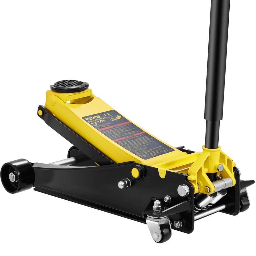 VEVOR 4-Ton 8800 lbs. Floor Jack Low Profile Racing Floor Jack with Dual Pistons Quick Lift Pump Lifting 3.94 in. to 20.98 in., Yellow/Black