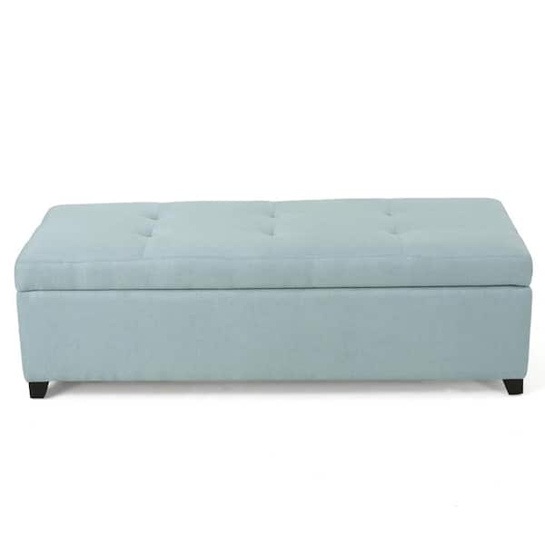 Noble House Brentwood Light Blue Fabric Storage Bench