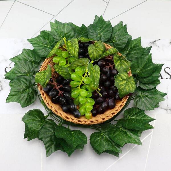 3.7 in. Artificial Green Hanging Vine Plant with Grapes 6-Pack