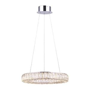 Ellie 25-Watt Integrated LED Chrome Chandelier with Crystals