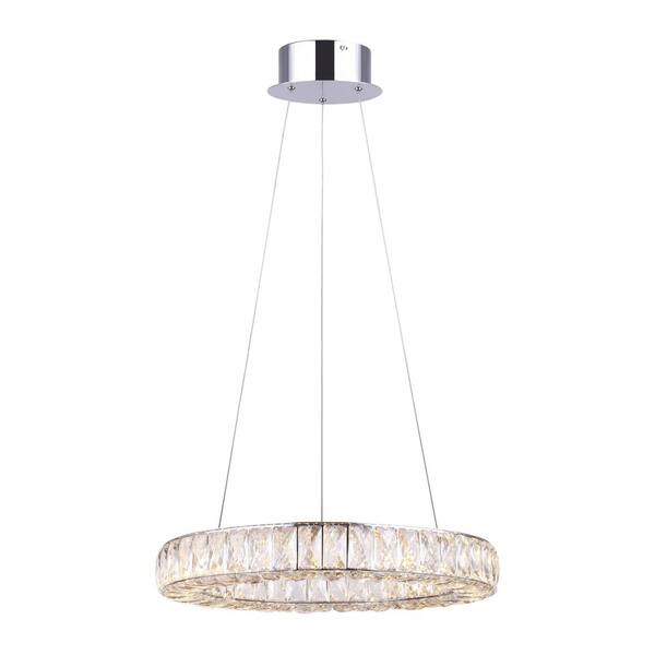 CANARM Ellie 25-Watt Integrated LED Chrome Chandelier with Crystals