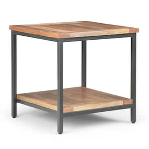 Skyler Solid Mango Wood and Metal 22 in. Wide Square Industrial End Table in Natural