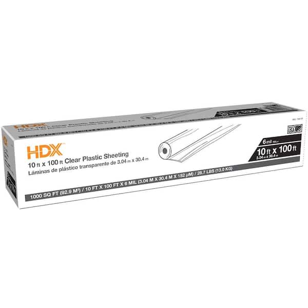HDX 10 ft. x 100 ft. Clear 6 mil. Plastic Sheeting