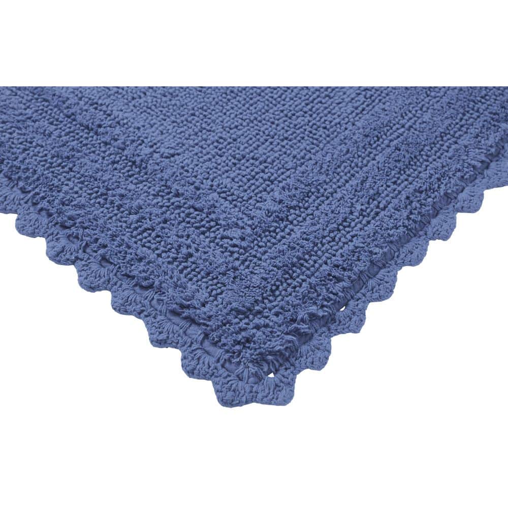 Lilly Blue Cotton Crochet Reversible Bath Rug