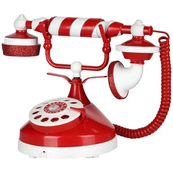Home Accents Holiday 6.50 in. Santa's Christmas Candy Stripe Telephone