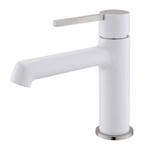 Modern Single Handle Bathroom Faucet, Single Hole Bathroom Sink Faucet in White Color