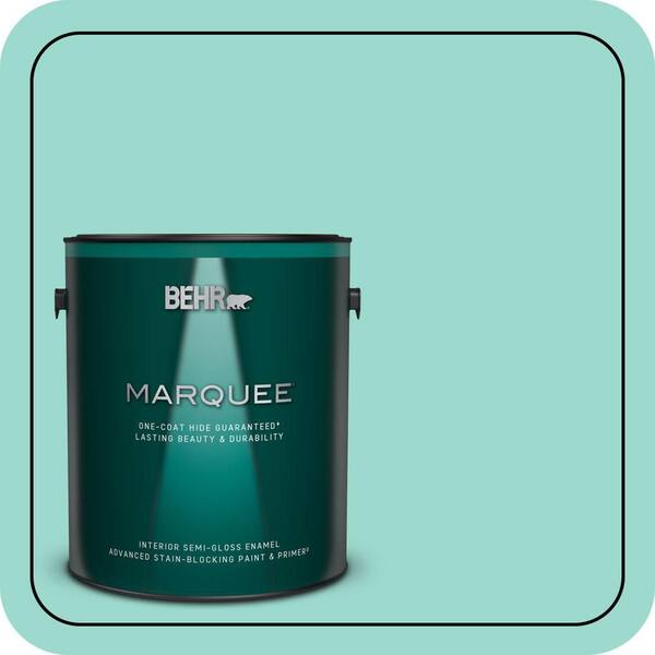 BEHR MARQUEE 1 gal. #P440-3 Fish Pond One-Coat Hide Semi-Gloss Enamel Interior Paint & Primer