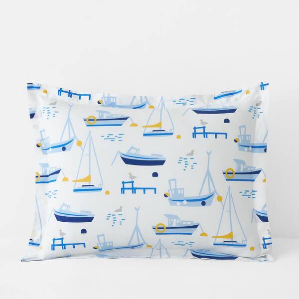 The Company Store Company Cotton Marina Boats White Multi Cotton Percale Standard Sham